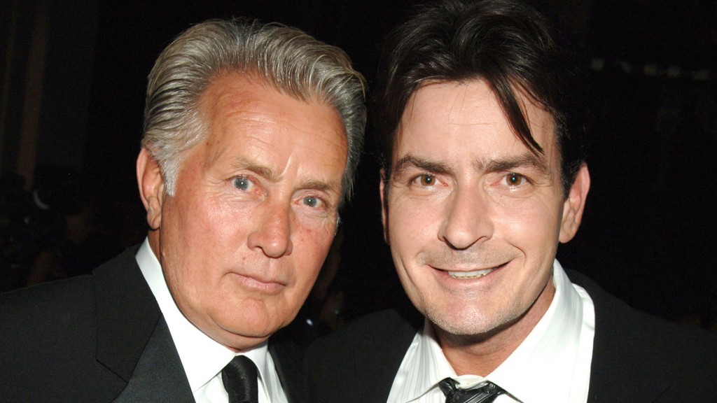 Martin Sheen and Charlie Sheen, presenters during 58th Annual Primetime Emmy Awards - Backstage at The Shrine Auditorium in Los Angeles, California, United States. (Photo by Jeff Kravitz/FilmMagic)