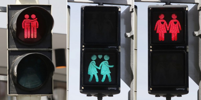 Estos semáforos están a favor del amor