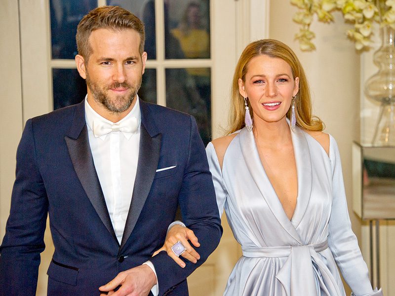 WASHINGTON, DC - MARCH 10: (AFP OUT) Actors Ryan Reynolds and Blake Lively arrive for the State Dinner in honor of Prime Minister Trudeau and Mrs. Sophie Trudeau of Canada at the White House March 10, 2016 in Washington, DC. (Photo by Ron Sachs-Pool/Getty Images)