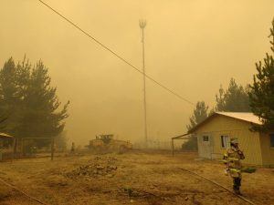 Incendio forestal en Empedrado obliga a evacuar viviendas del sector