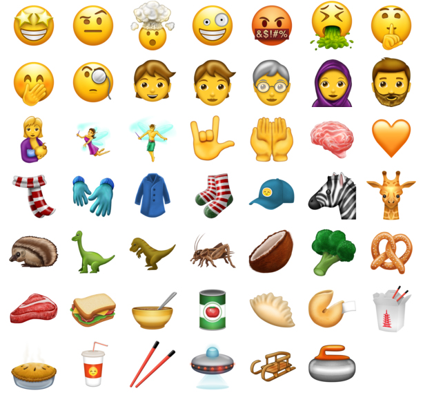 Algunos de los nuevos emojis