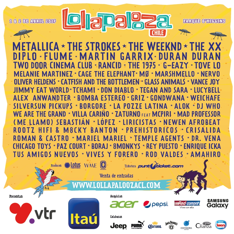 Cartelera Lolla Chile 2017