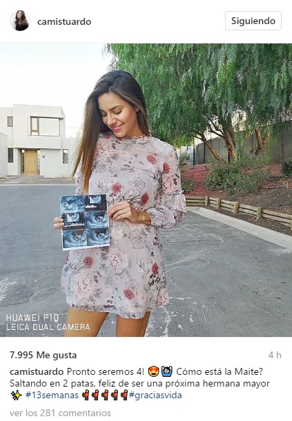 Camila junto a su ecografía será mamá