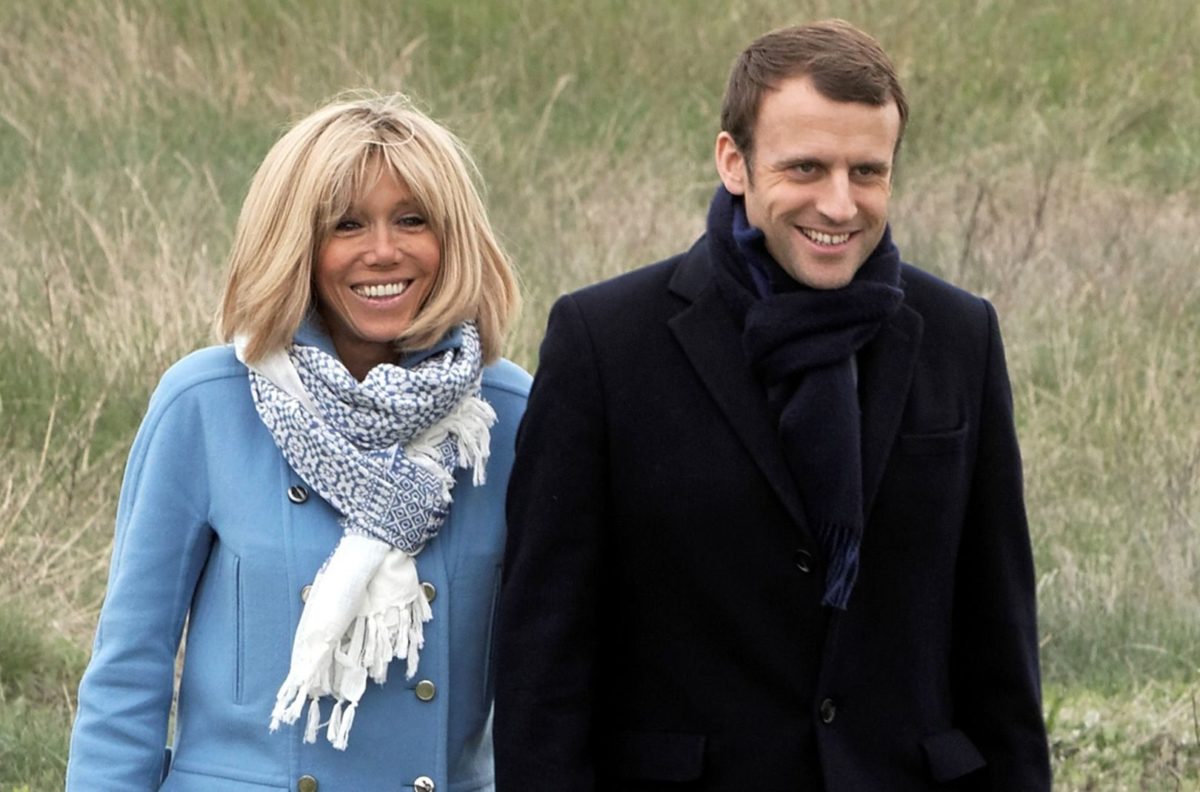 Emmanuel Macron y su esposa