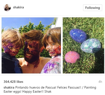 Shakira comparte foto de su celebración de Pascua de Resurrección