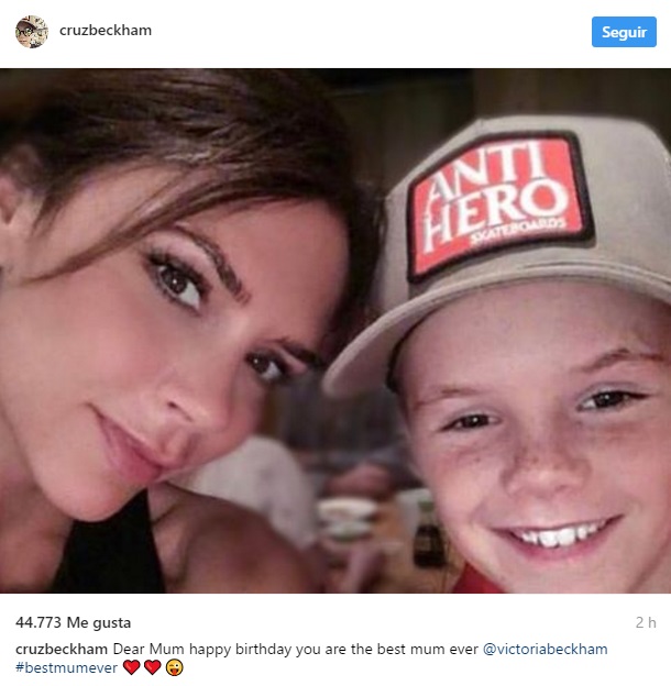 Victoria Beckham cumpleaños, saludo de su hijo