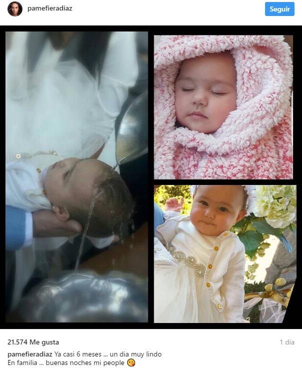 Pamela Diaz en el bautizo de su hija Pascuala
