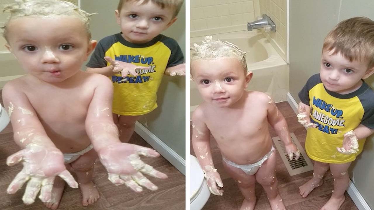 La divertida respuesta de estos hermanos cuando su madre los sorprendió jugando con mantequilla