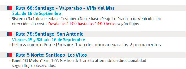 Contingencia Fiestas patrias salida