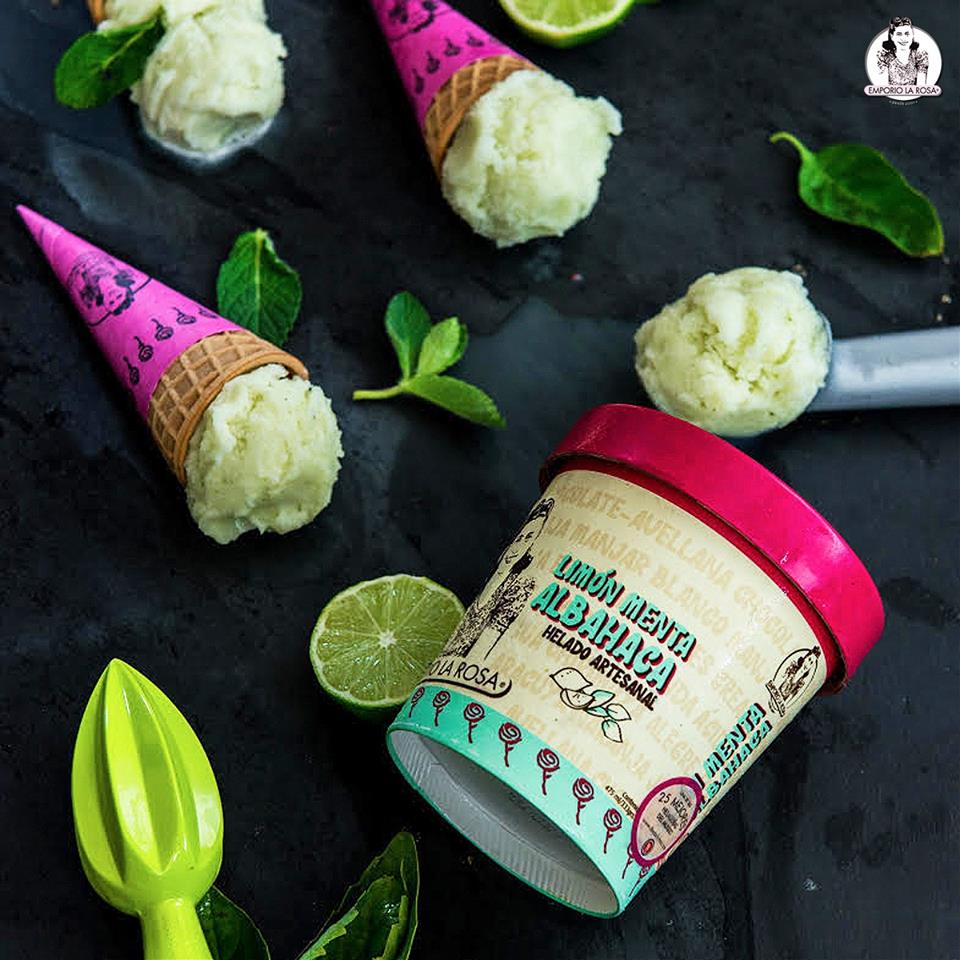 Helado de limón, menta y albahaca Emporio La Rosa