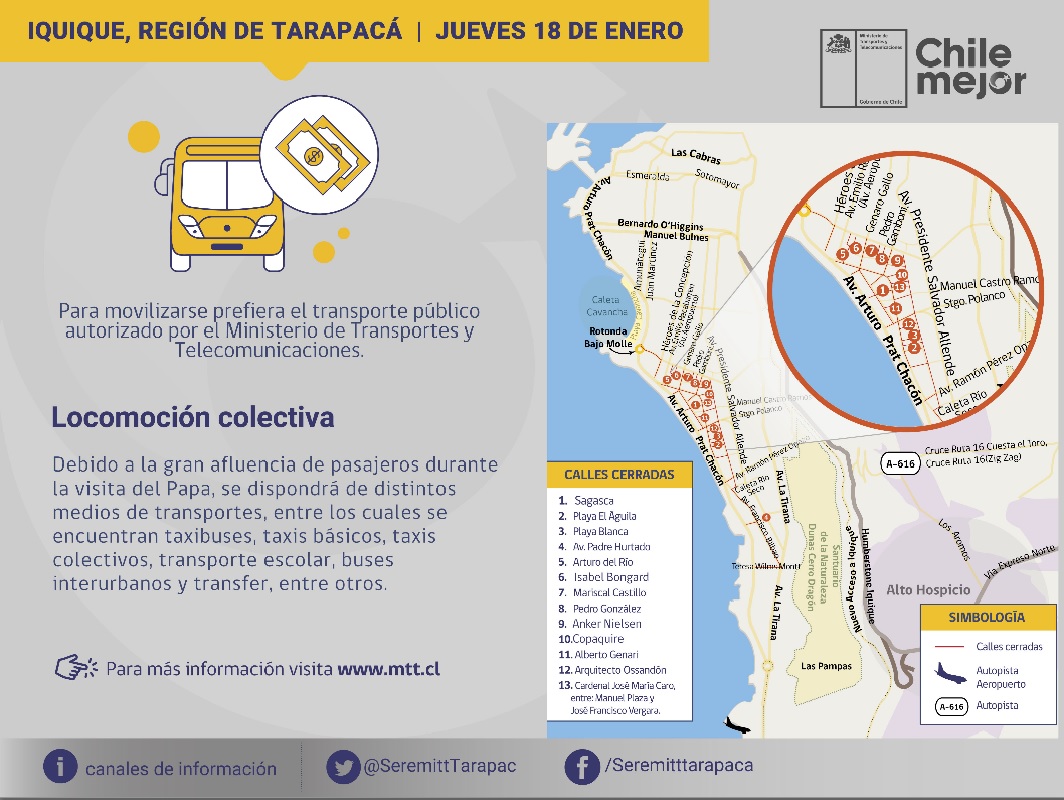 Visita Papa Francisco transporte