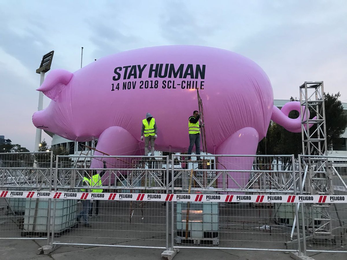 ¿Por qué hay un "chanchito gigante" fuera del Estadio Nacional?