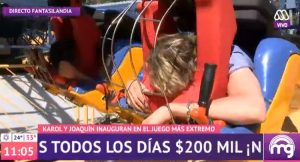 Karol Lucero se enoja con Joaquín Mendez en despacho de "Mucho gusto" en Fantasilandia