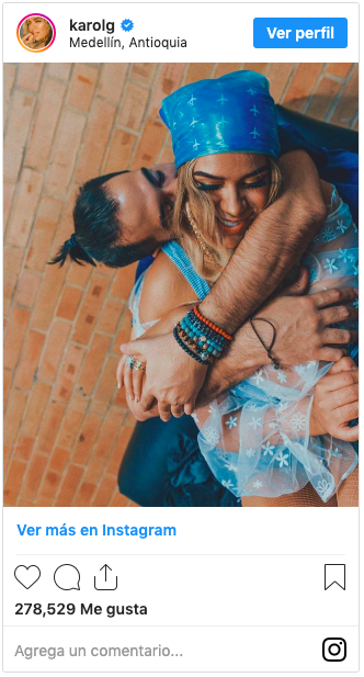 Publicación de Karol G junto a su ex pareja.