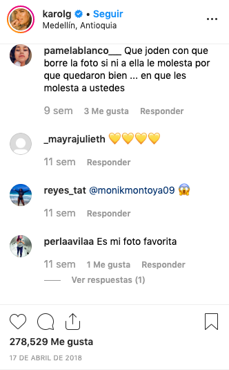 Comentarios de apoyo a Karol G