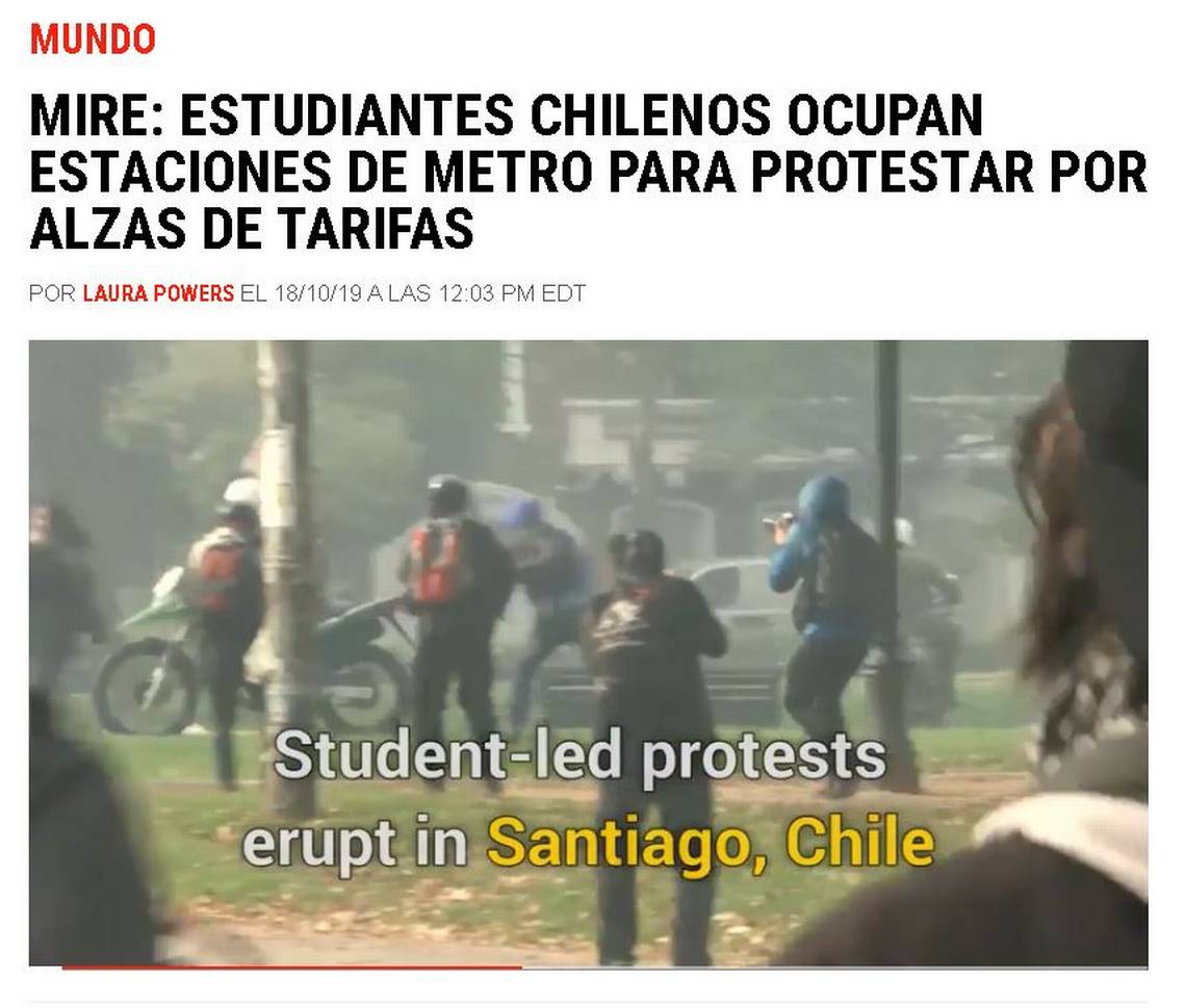 Manifestaciones en Chile aparecen en portadas de prensa ...