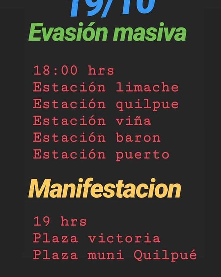 Llamado a evasión metro Valparaiso