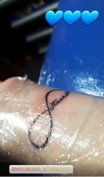 Moreno y uno de sus tatuajes