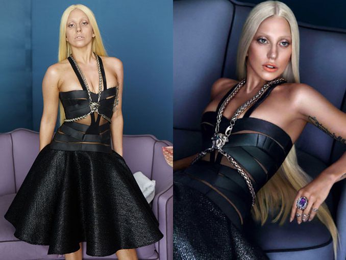 En redes circulan estas fotos del antes y despues del photoshop en lady gaga