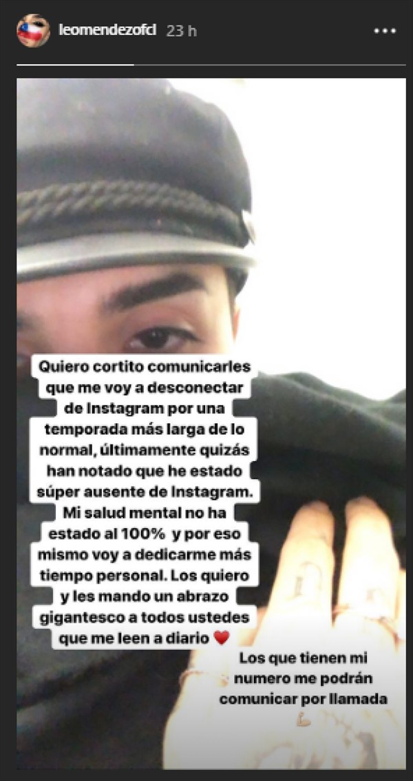 leo se retira de redes sociales por su salud mental 