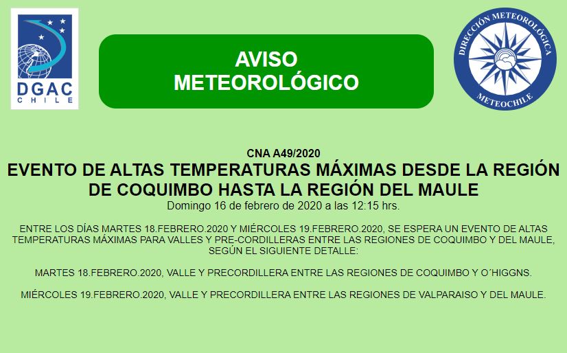 aviso de altas temperaturas