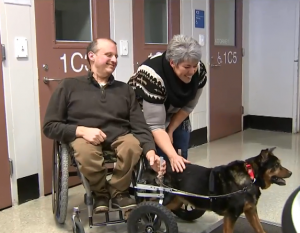 ¡Hermoso! hombre adoptó perrito que sufre su misma condición