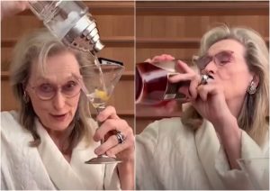 Con copa en mano y cantando: Meryl Streep soprendió a todos con 'pijamada' online