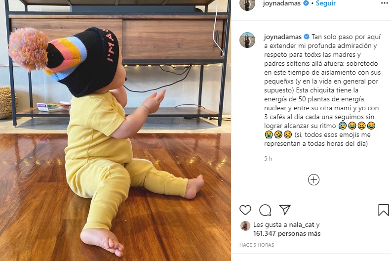 Joy habla de cuidar a su hija Noah en cuarentena