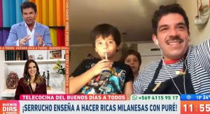 Serrucho es interrumpido por sus hijos en sección de telecocina en "Buenos días a todos"