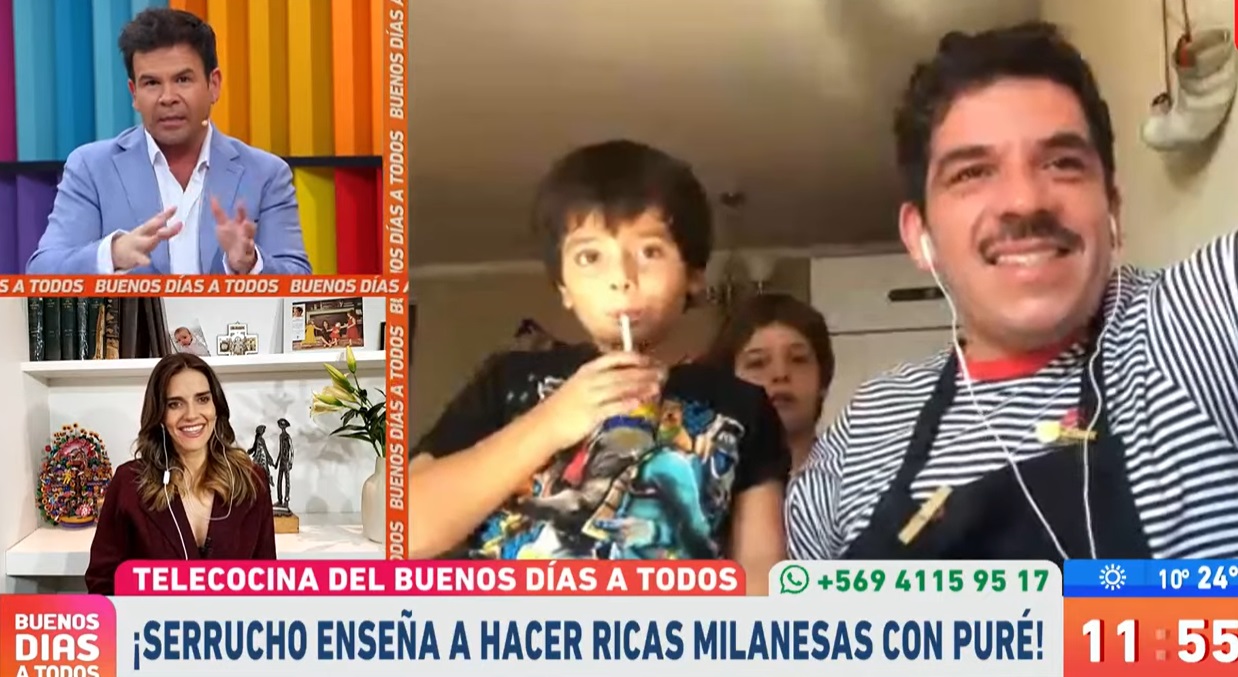 Serrucho es interrumpido por sus hijos en sección de telecocina en "Buenos días a todos"