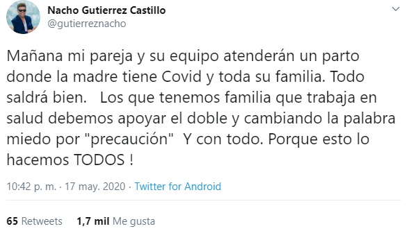 nacho y su mensaje ante la situacion que enfrenta su pareja