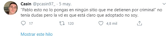 tuit de pablo sobre su mamá que robó 