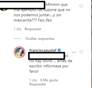 frnacisca ayala responde a críticas por distanciamiento social