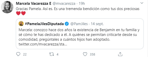 pamela jiles mostró su apoyo por marcela 