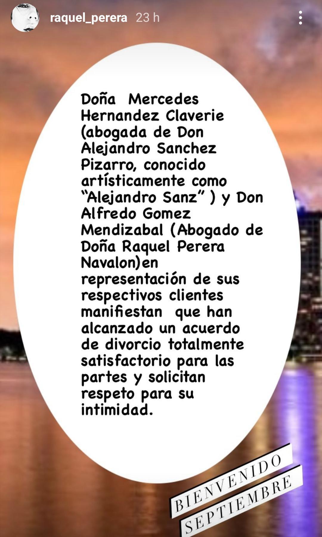 alejandro sanz y raquel se divorcian 