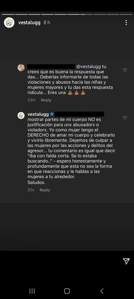 la respuesta de vesta lugg a duras críticas