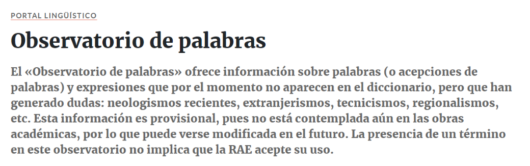 Observatorio de Palabras rae