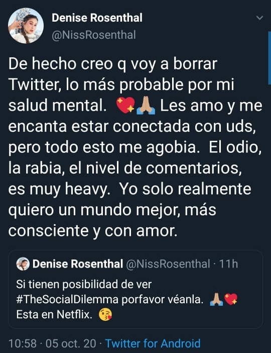 denise rosenthal se va de twitter