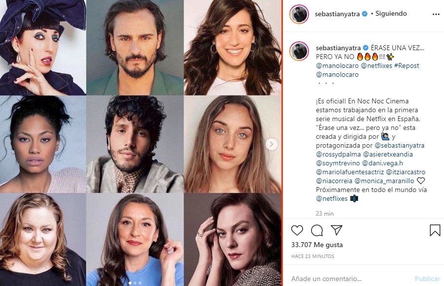 El post de Sebastián Yatra de la serie 