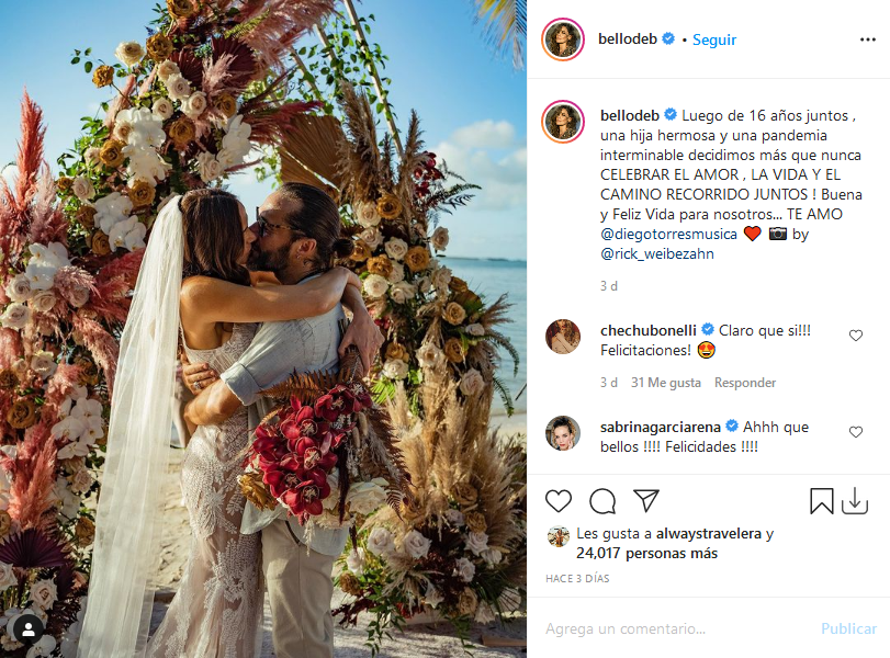 Diego Torres y Débora Bello matrimonio