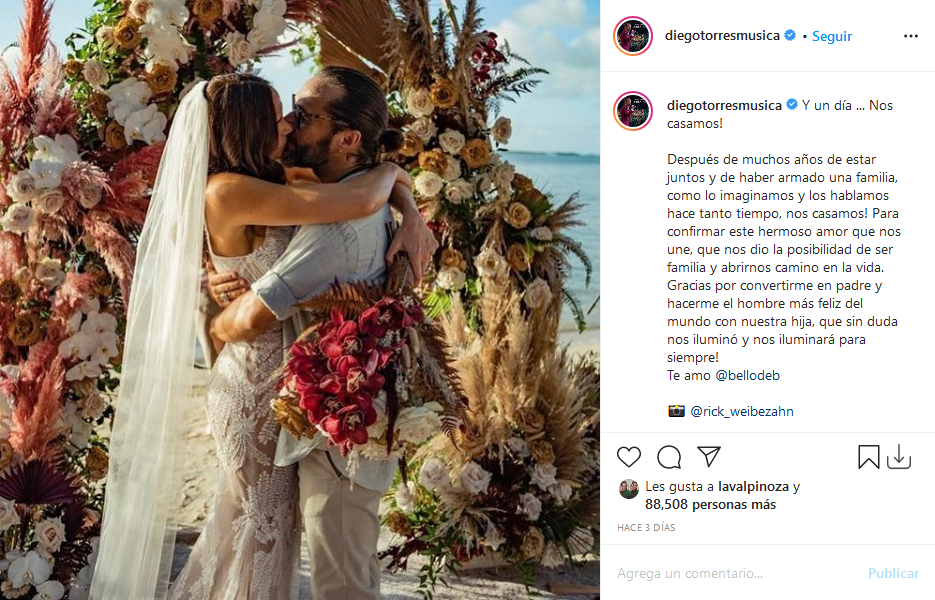Diego Torres y Débora Bello matrimonio