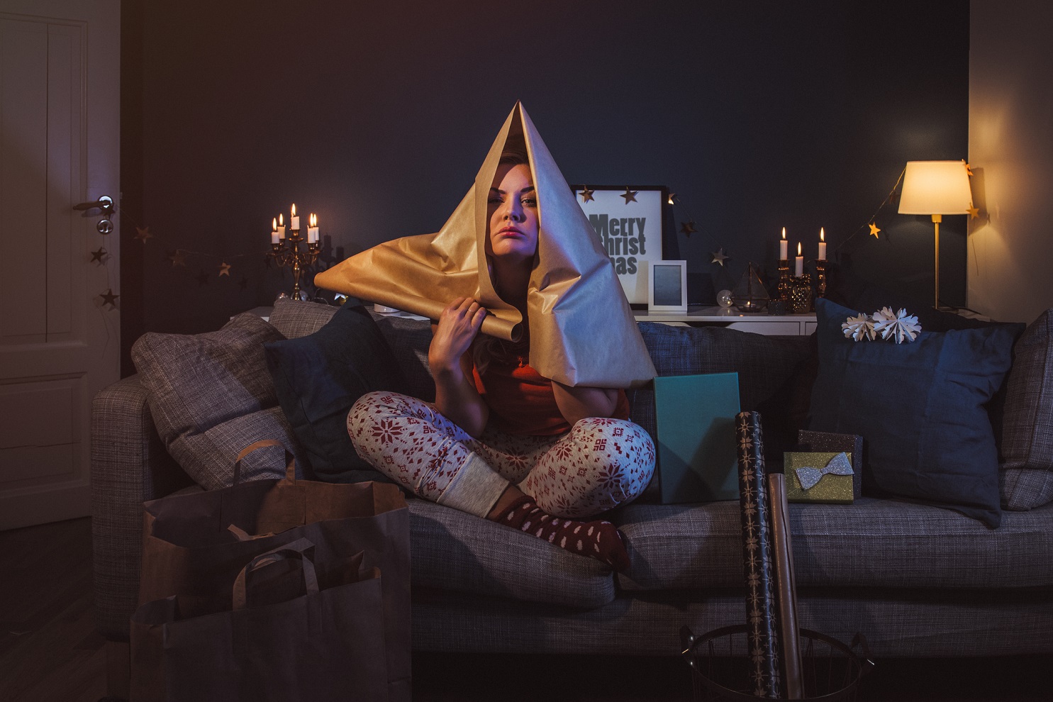 persona estresada en navidad