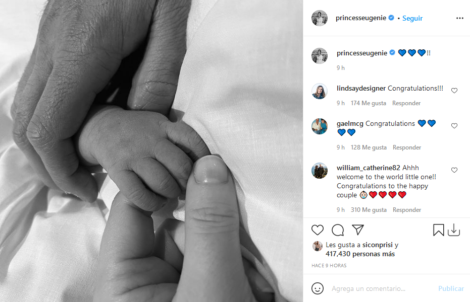 nacimiento bebe princesa eugenia