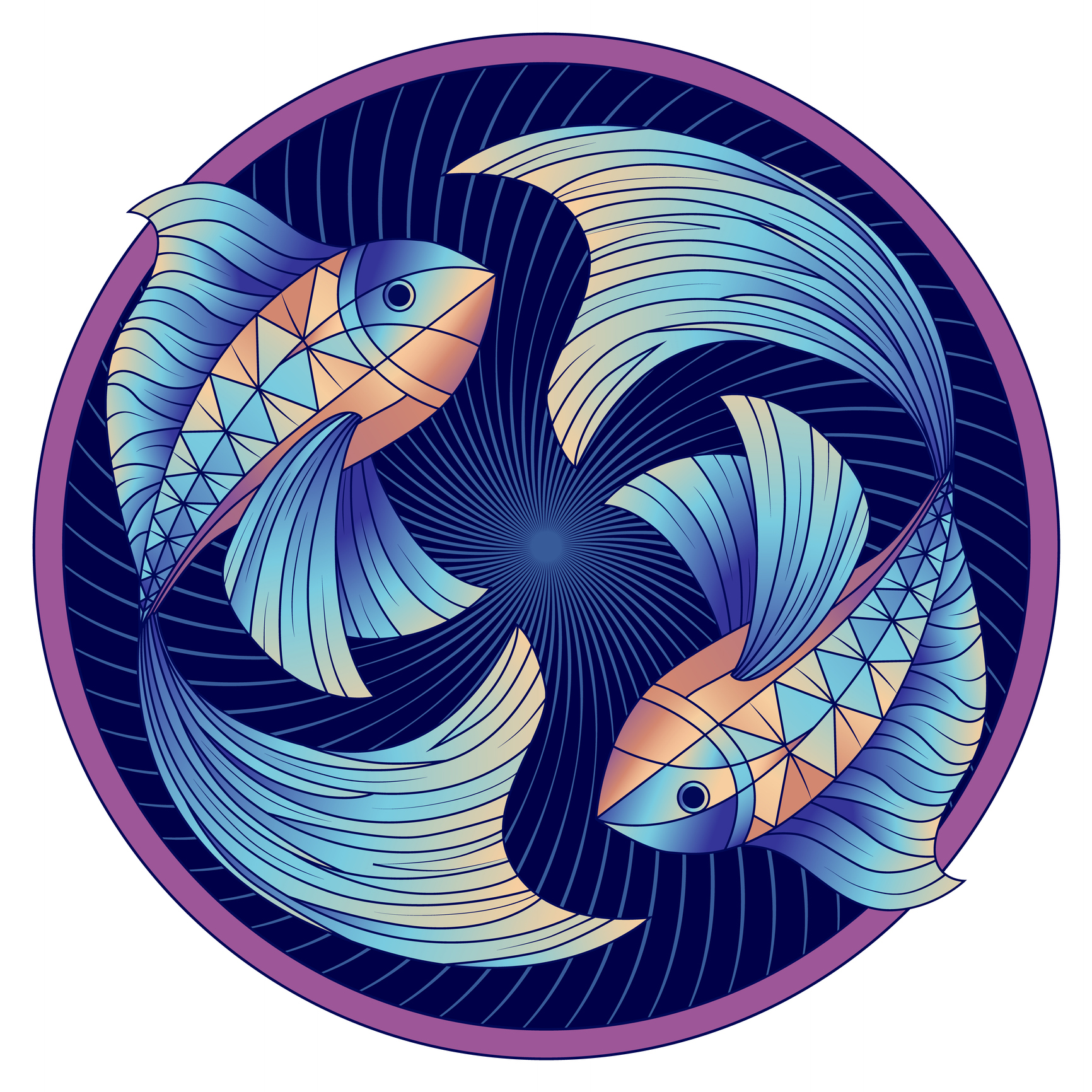 Pisces Zodiac Sign, Horoscope Symbol Blue, Vector