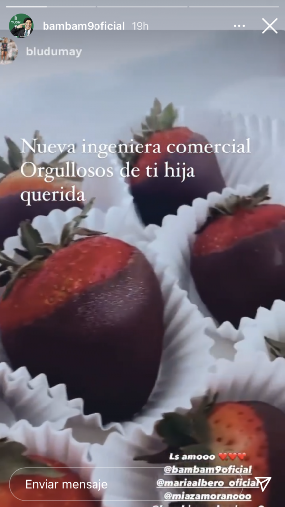 Iván Zamorano y María Alberó orgullosos por logro de su hija mayor