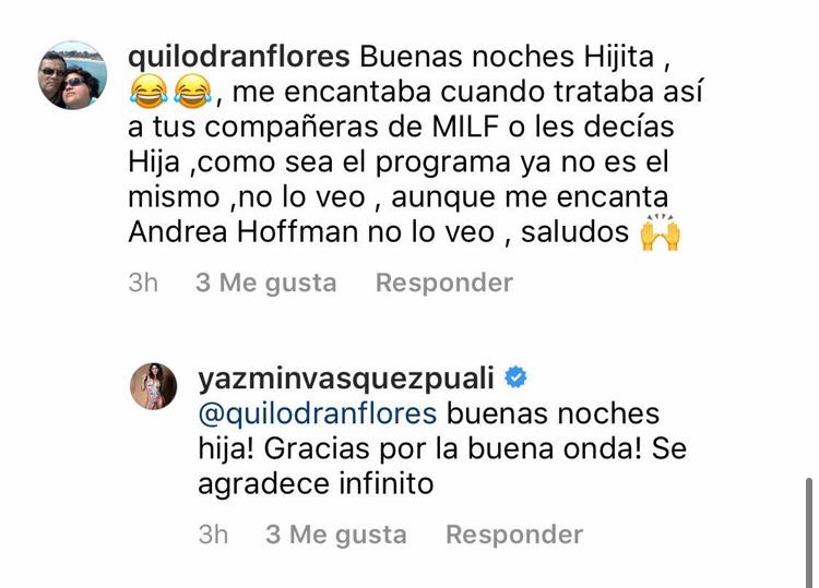 Yazmin Vásquez responde a crítica que recibió en redes sociales 