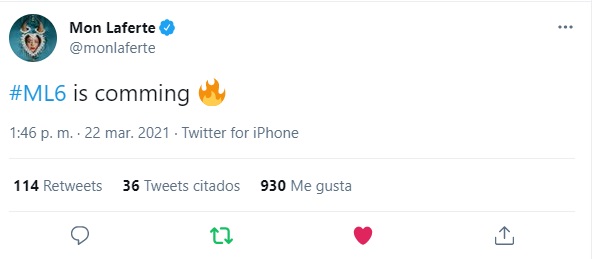 tuit de Mon Laferte proximo álbum 