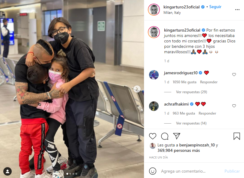 Arturo Vidal se reencontró con sus hijos después de 40 días sin verlos