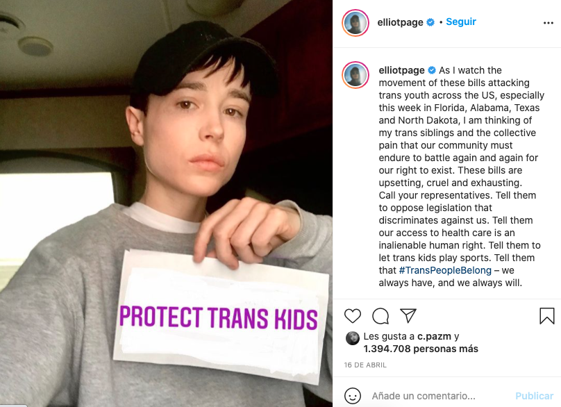 Elliot Page Apoyo Comunidad Trans
