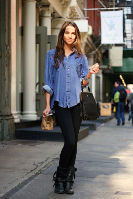 Blusa Denim Otoñal